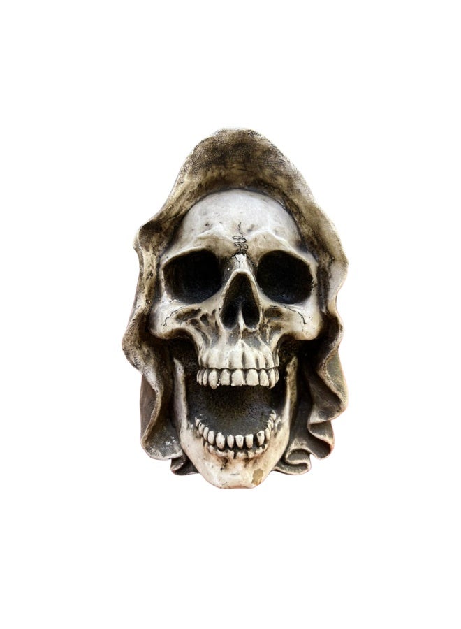 Decorative Hooded Skull Figurine – Resin Home Décor Statue - Image 1